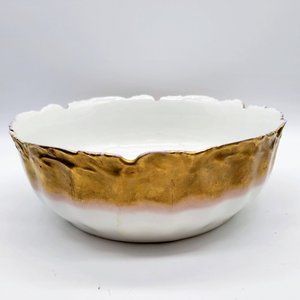 Antique LS & S Limoges France Gold Gilt Large Serving Bowl Rare